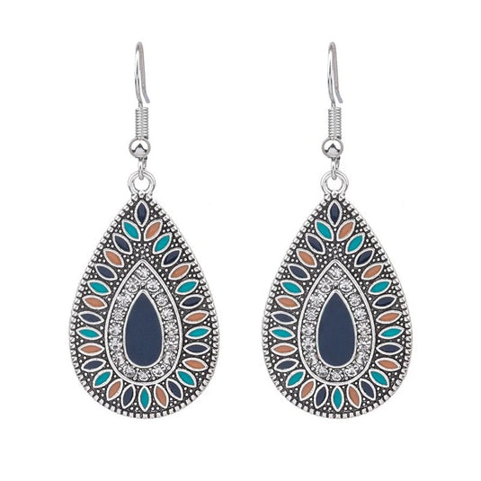 Classic Indo Western drop earrings with an ethnic look in Shades of Blue