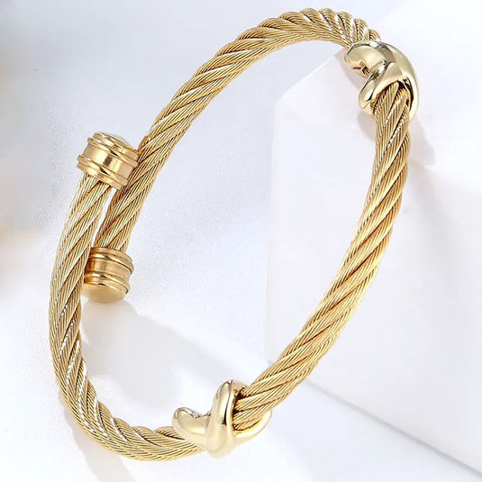 Spring Wired Titanium Steel Cuff Bracelet / Bangle classic wear