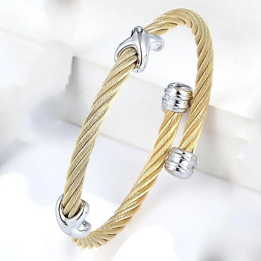 Spring Wired Titanium Steel Cuff Bracelet / Bangle classic wear