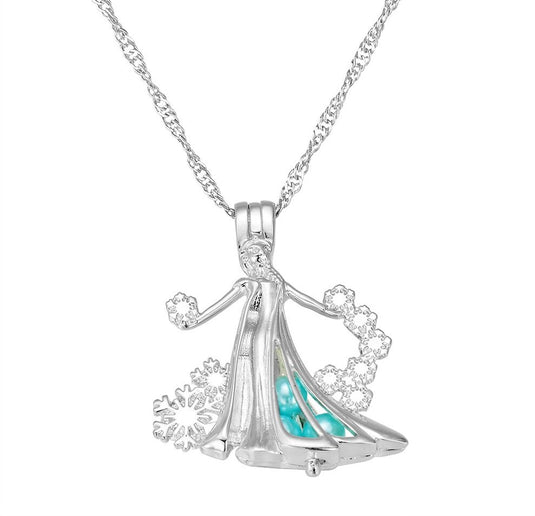 Princess Elsa in her beautiful blue beaded dress Pendant for your little Elsa