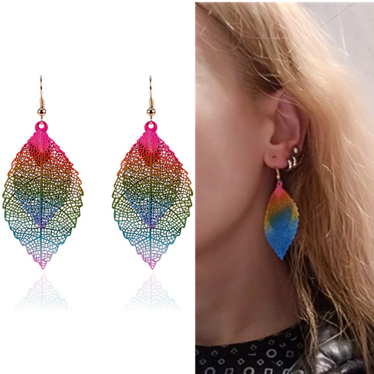 Colorful Tassel Multicolor Leaf Droplets Long earrings
