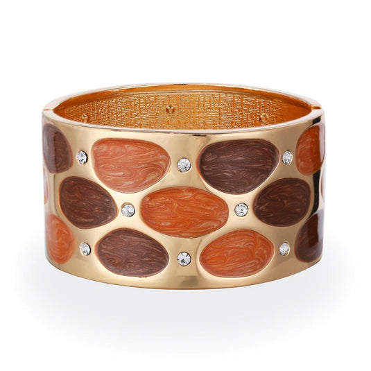 Gold Plated Drop Oil Broad Cuff Bangles in shades of Brown
