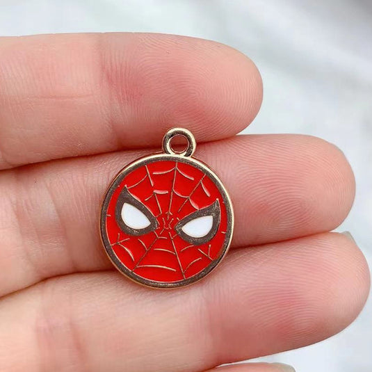 Spiderman Charm Pendant with Black Leather Chain