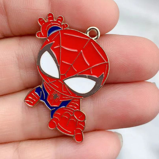 Spiderman Charm Pendant with Black Leather Chain
