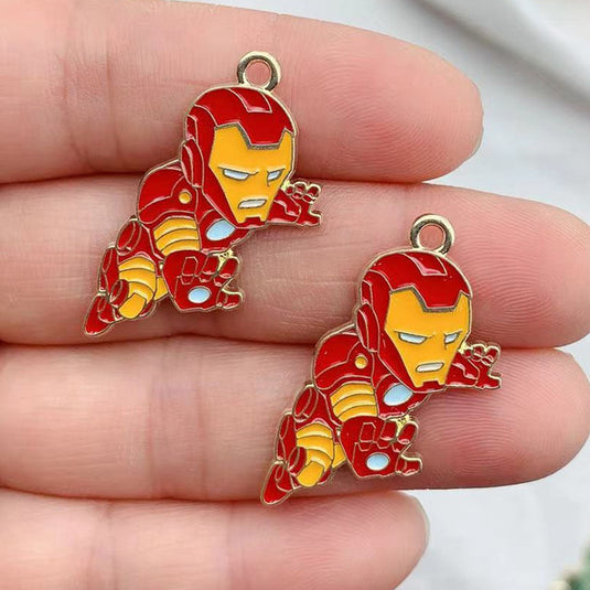 Iron Man Charm Pendant with Black Leather Chain