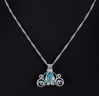 Princess Cinderella Carriage in a pretty blue beaded pendant (N)