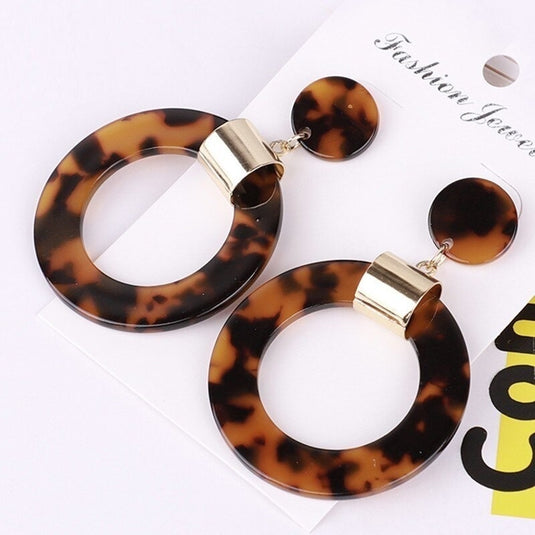Formal Brown, Black and Gold Acrylic Drop Earrings