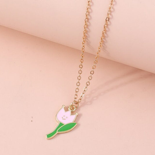 Colorful Flower Charm Pendants