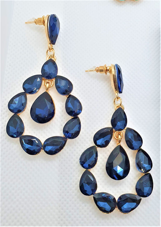 Multi colored stones outlined in Gold classic wear danglers 6 classic colors to add grace to any of your classic outfits