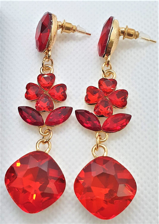 Multi colored stones outlined in Gold classic wear danglers 6 classic colors to add grace to any of your classic outfits