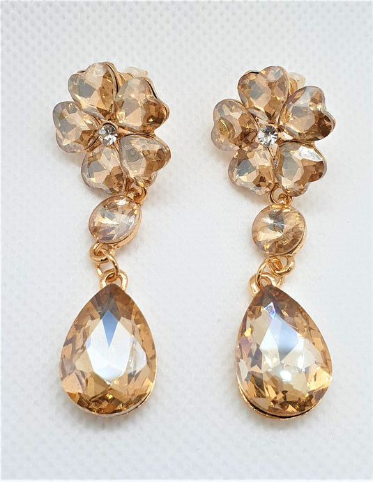 Multi colored stones outlined in Gold classic wear danglers 6 classic colors to add grace to any of your classic outfits