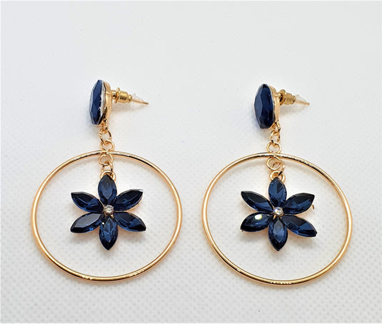 Multi colored stones outlined in Gold classic wear danglers 6 classic colors to add grace to any of your classic outfits