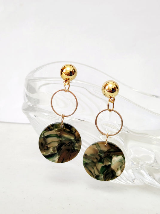 Korean Style Multicolor Acrylic Danglers in shades of Green