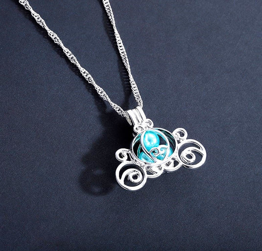 Princess Cinderella Carriage in a pretty blue beaded pendant (N)