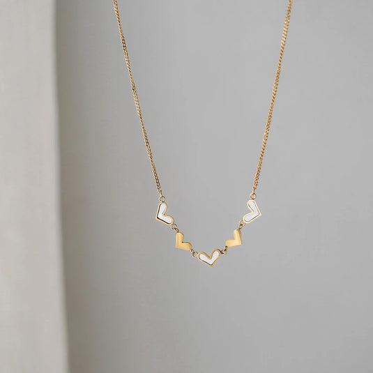 Shell Finish Stainless Steel Heart Necklace