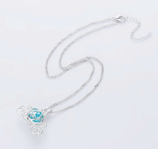 Princess Cinderella Carriage in a pretty blue beaded pendant (N)