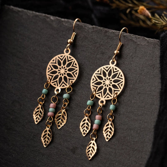 Dream Catcher Filigree Design Drop Earrings