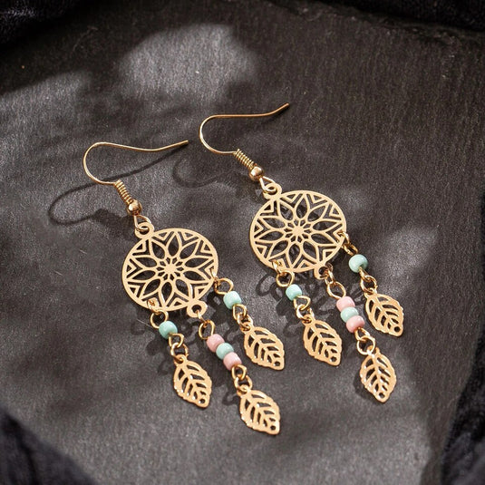 Dream Catcher Filigree Design Drop Earrings