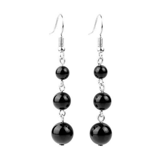 Black Agate Stone Drop Earrings