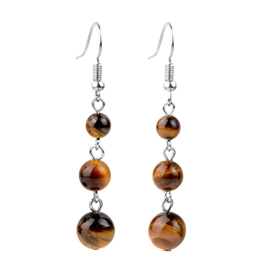 Brown Tiger Eye Drop Earrings