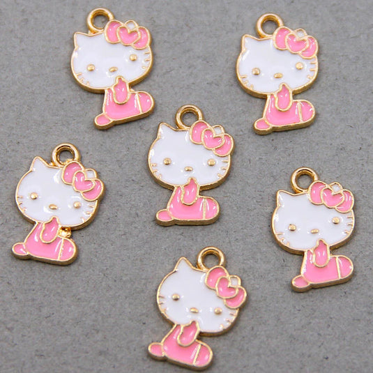 Colorful Hello Kitty Charm Pendants with Stainless Steel Chain