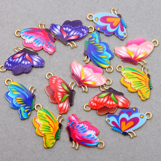 Colorful Butterfly Charm Pendants with Stainless Steel Chains