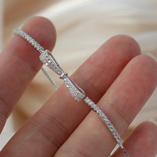 925 Silver Tennis Bracelet in a Bowknot design