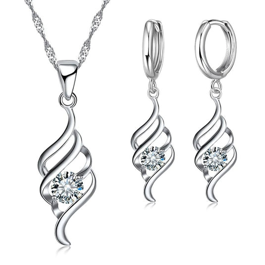925 Silver Spiral Design Set with a Necklace & Earrings