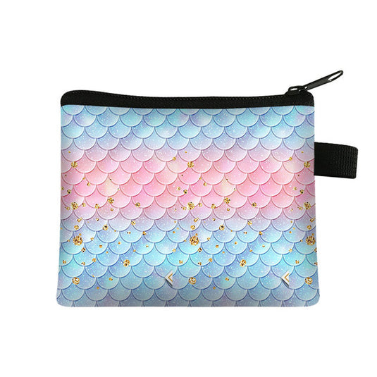 Sequin Mermaid Print Polyester Cosmetic Bag / Coin Purse 13.5 x 11cm