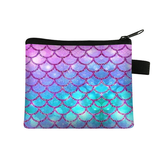 Sequin Mermaid Print Polyester Cosmetic Bag / Coin Purse 13.5 x 11cm
