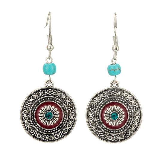 Classic Indo Western drop earrings with an ethnic look in Shades of Turquoise