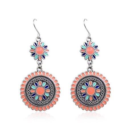 Classic Indo Western drop earrings with an ethnic look in Shades of Peach