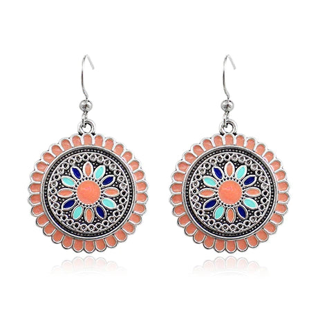 Classic Indo Western drop earrings with an ethnic look in Shades of Peach