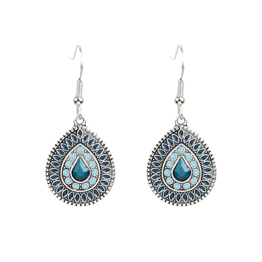 Classic Indo Western drop earrings with an ethnic look in Shades of Blue