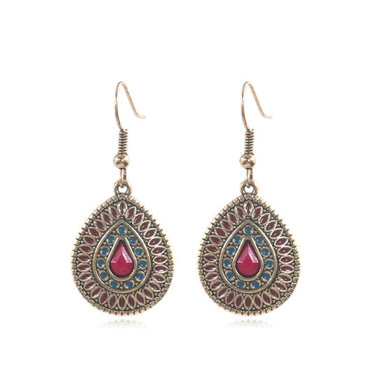Classic Indo Western drop earrings with an ethnic look in Shades of Red