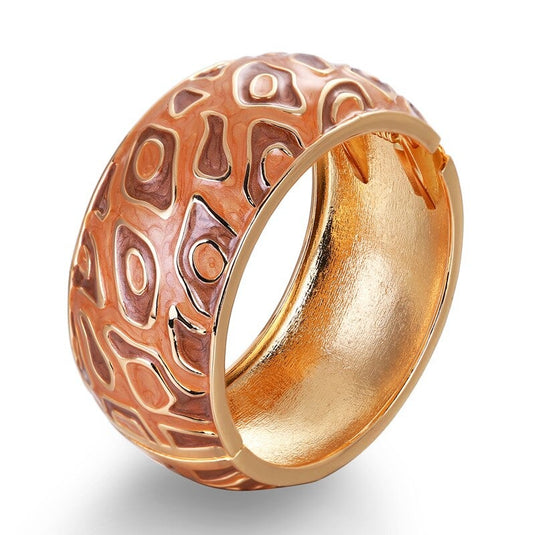 Drop Oil Design Multicolor Cuff Bangle in Orange and Brown