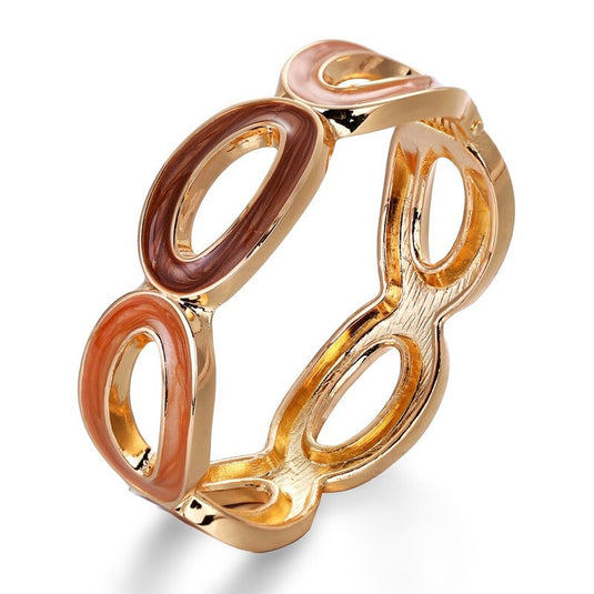 Drop Oil Design Multicolor Cuff Bangle in shades of Brown