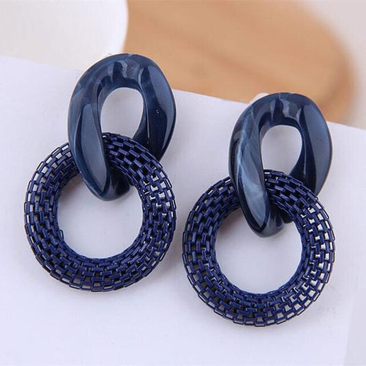 Korean Style Acrylic Danglers in Deep Blue