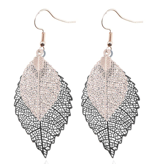 Colorful Tassel Leaf Droplets Long earrings in Black & White