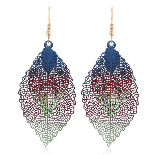 Colorful Tassel Multicolor Leaf Droplets Long earrings