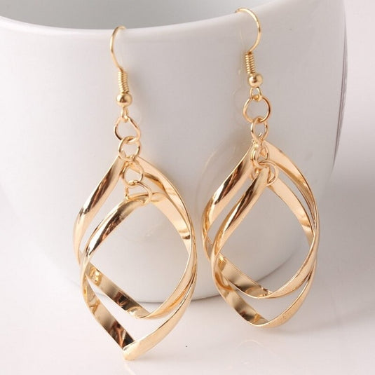 Korean Style Metallic Drop Earrings