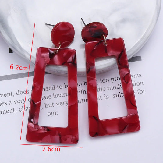 Korean Style Drop Earrings in a Wine Red color