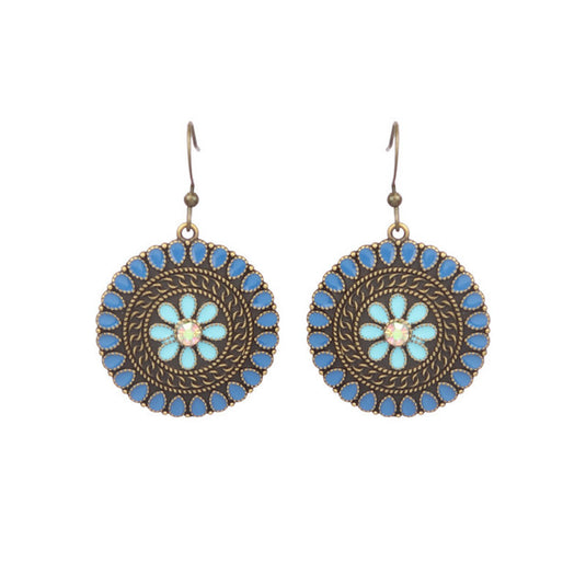 Classic Indo Western drop earrings with an ethnic look in Shades of Blue