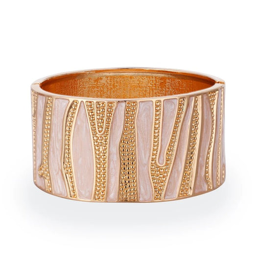 Drop Oil Design Multicolor Cuff Bangle in Beige & Gold