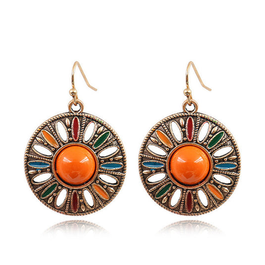 Classic Indo Western drop earrings with an ethnic look in Shades of Orange
