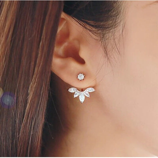 Crystal Flower Drop Wing Earrings