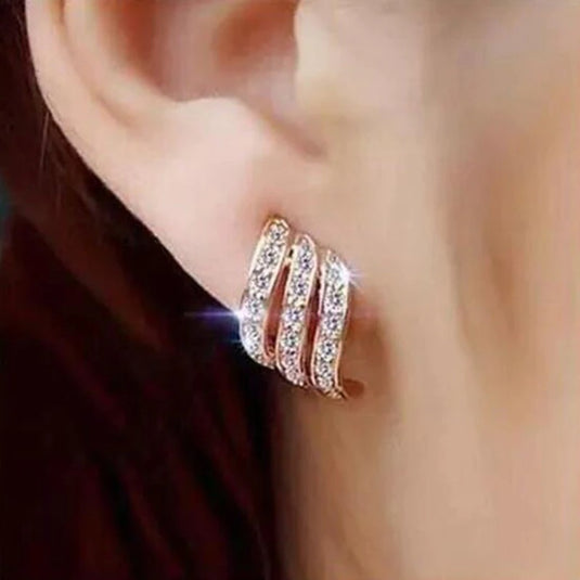 Crystal Flower Drop Cuff Earrings