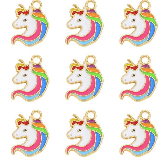 Colorful Unicorn Charm Pendants With Stainless Steel Chains (N)