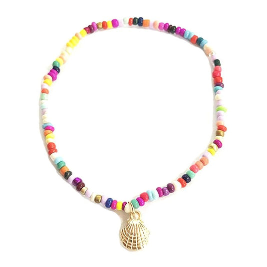 Multicolored Beaded Anklet with Shells