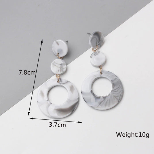 Korean Style Stylish Acrylic Danglers in Gray